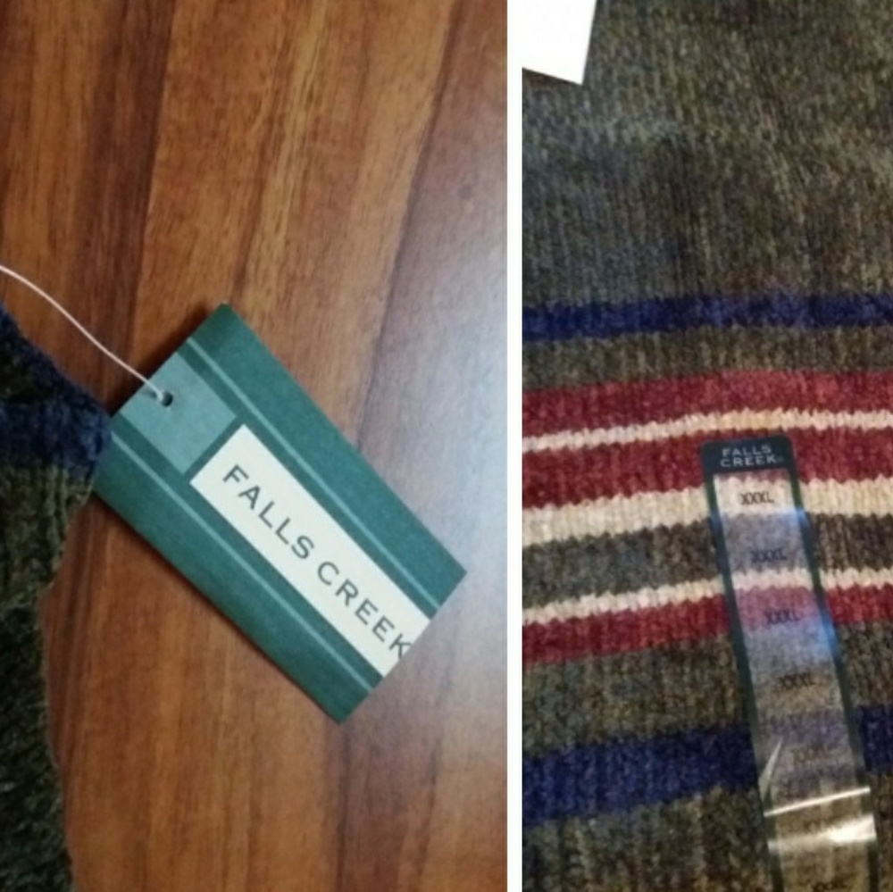 NWT Falls Creek Striped V Neck Chenille Sweater - Picture 7 of 8